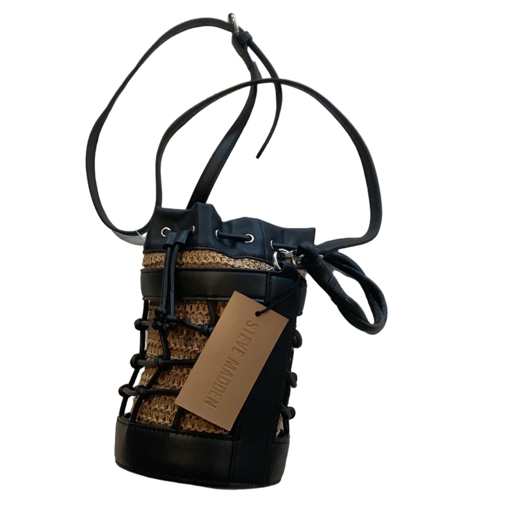 Steve Madden Natblack Blochan Drawstring Bucket Bag New - Picture 3 of 6